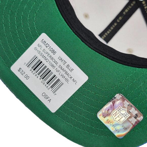 NFL Super Bowl XXVI 26 Mitchell And Ness Snapback Hat Cream Blue NWT - Picture 11 of 13